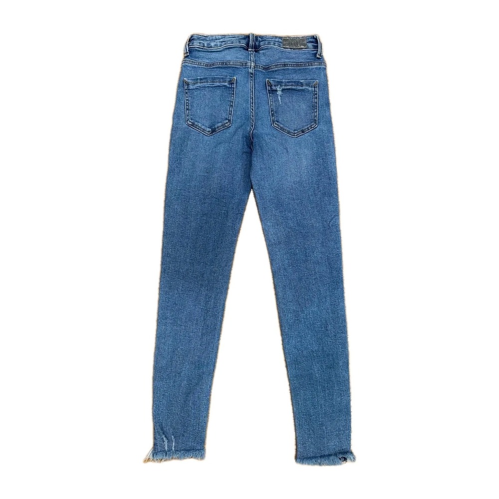 Zara Womens Sz US 2 EUR 34 Jeans Distressed Blue Medium Wash Denim‎ Mid Rise - Picture 2 of 10